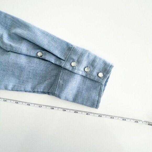 MWG Apparel Western Shirt Men's L Pearl Snap-Up Blue Long-Sleeved Size Small - Picture 6 of 9